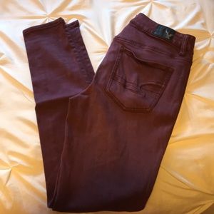American eagle high rise maroon jeggings size 6